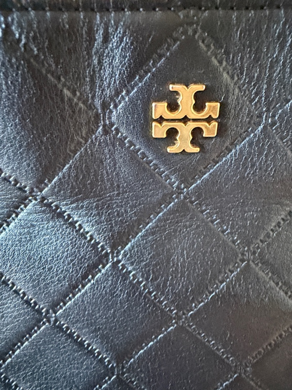 Tory Burch Quilted Black Leather Tote with Gold Logo - Picture 7 of 11